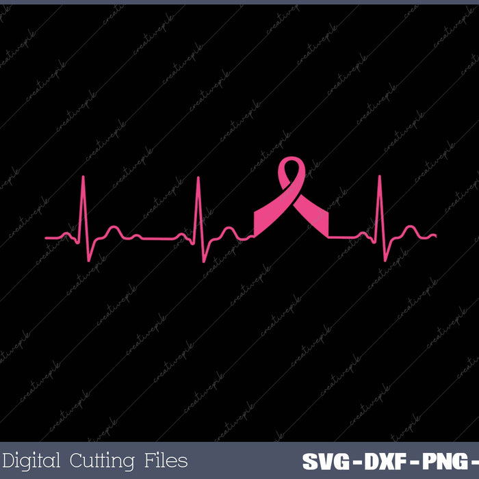 Pink Ribbon Heartbeat Breast Cancer Awareness