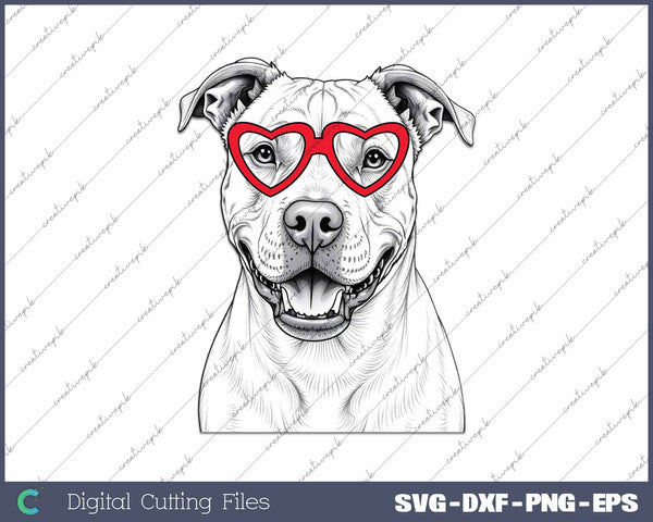 Pitbull Dog Breed Valentine's Heart SVG PNG Cutting Printable Files