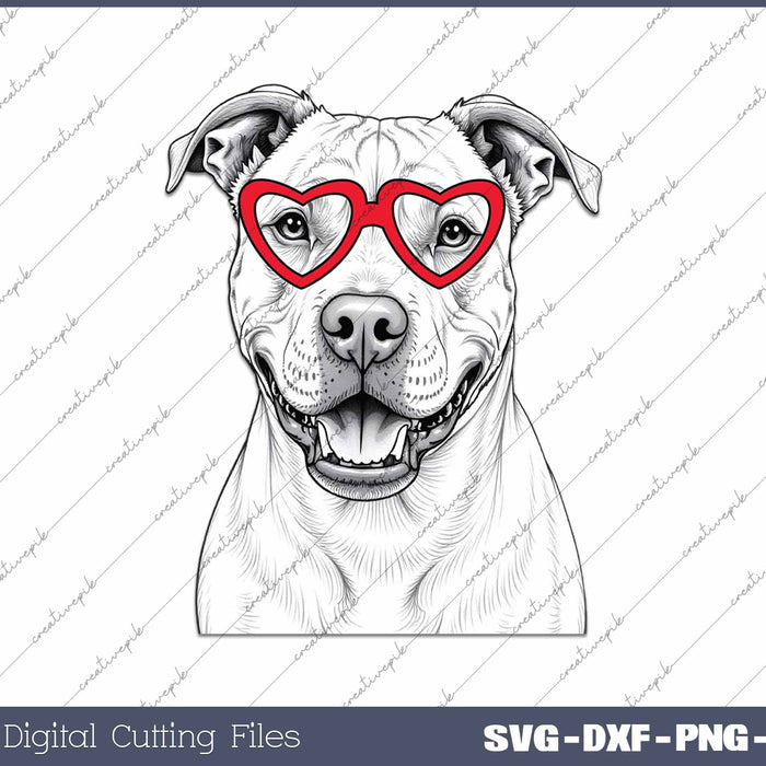 Pitbull Dog Breed Valentine's Heart SVG PNG Cutting Printable Files