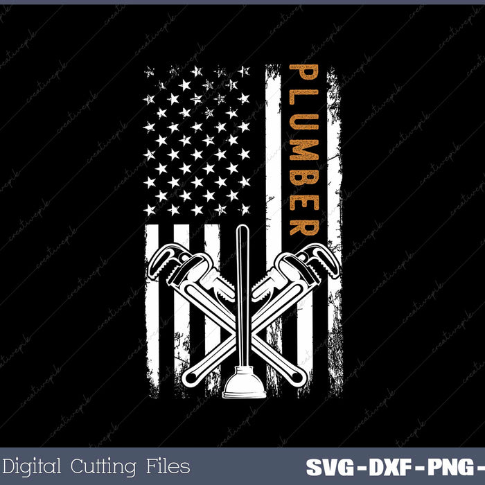 Plumber American Flag SVG PNG Cutting Printable Files