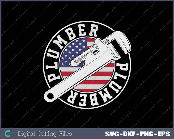 Plumber American Flag Plumbing Gift Usa Patriot Stamp Style SVG PNG Cutting Printable Files