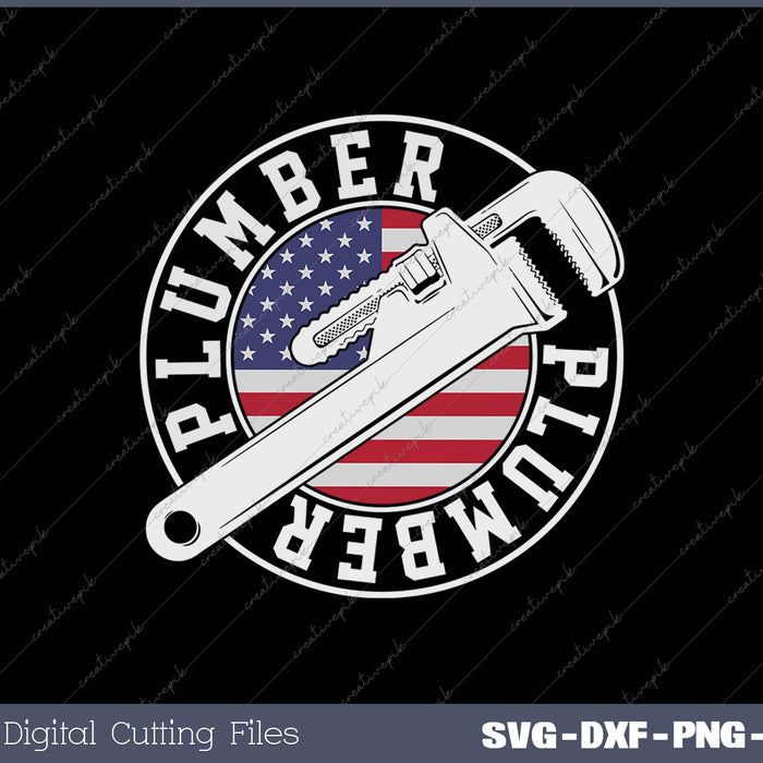 Plumber American Flag Plumbing Gift Usa Patriot Stamp Style SVG PNG Cutting Printable Files