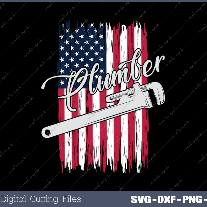 Plumber American Flag Plumbing Gift Usa Patriotic Distressed SVG PNG Cutting Printable Files