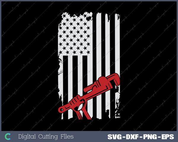 Plumber American Flag Plumbing Usa Patriotic Retro SVG PNG Cutting Printable Files