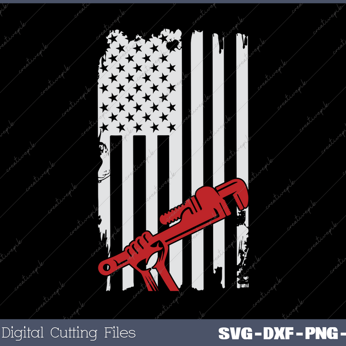 Plumber American Flag Plumbing Usa Patriotic Retro SVG PNG Cutting Printable Files