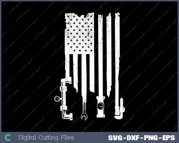 Plumber American Flag SVG DXF PNG Cutting File