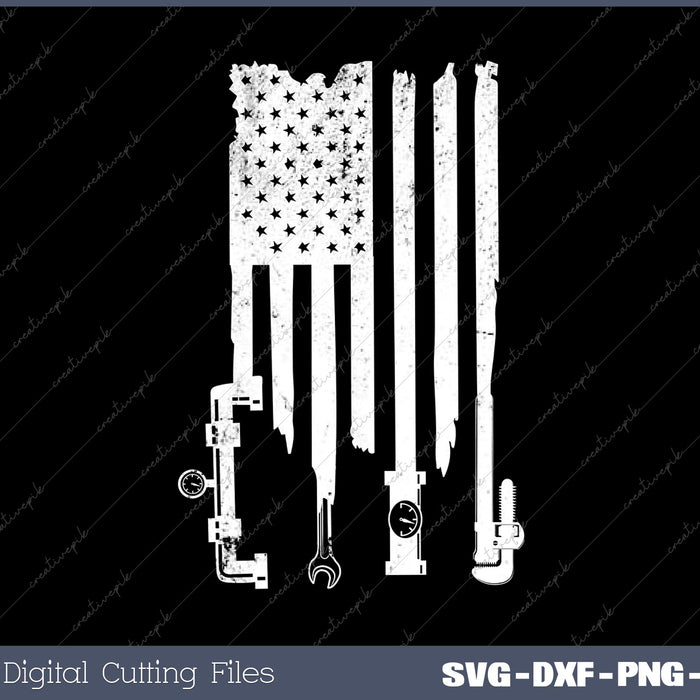 Plumber American Flag SVG DXF PNG Cutting File