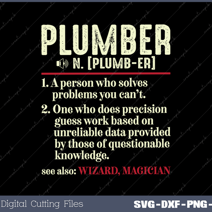 Plumber Gift Funny Dictionary Definition SVG PNG Cutting Printable Files