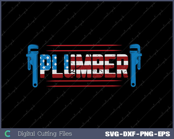 Plumber Patriotic USA American Flag SVG PNG Cutting Printable Files