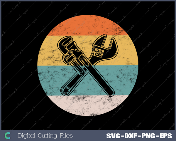 Plumber Plunger Pipefitter Vintage Retro Sunset Plumbing SVG PNG Cutting Printable Files