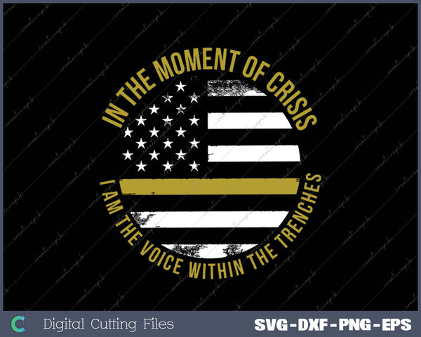 Police And Fire 911 Dispatcher Thin Gold Line Flag SVG PNG Cutting Printable Files