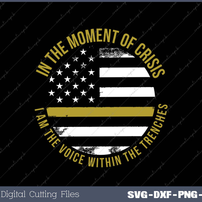 Police And Fire 911 Dispatcher Thin Gold Line Flag SVG PNG Cutting Printable Files