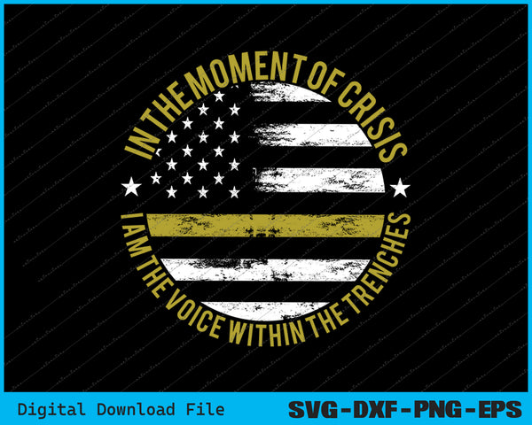 Police And Fire 911 Dispatcher Thin Gold Line Flag SVG PNG Files