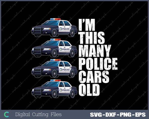 Police Car For Boys 4th Birthday 4 Year Old Party SVG Printable Files