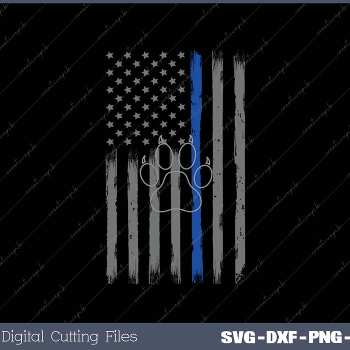 Police Flag with Dog Paw Print K9 SVG PNG Cutting Printable Files