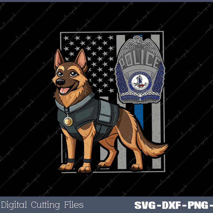 Police K-9 Unit German Shepherd Dog Thin Blue Line SVG PNG Cutting Printable Files