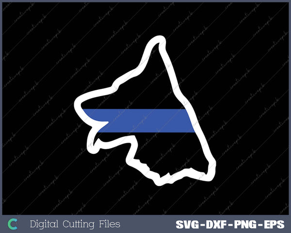 Police K9 Thin Blue Line Silhouette SVG PNG Cutting Printable Files