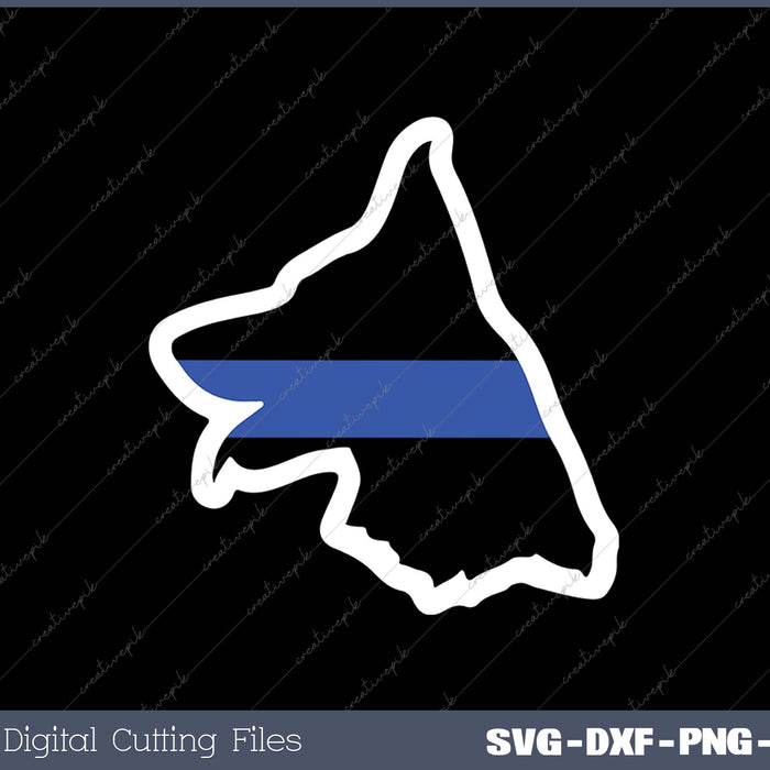 Police K9 Thin Blue Line Silhouette SVG PNG Cutting Printable Files