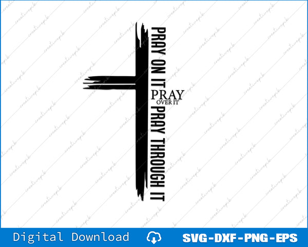 Black cross with motivational phrases on a white background