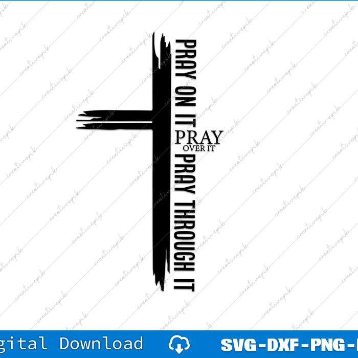 Black cross with motivational phrases on a white background