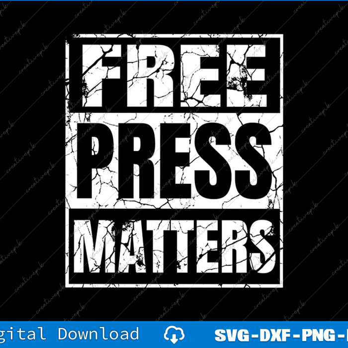 Free Press Matters graphic with a cracked texture on a black background