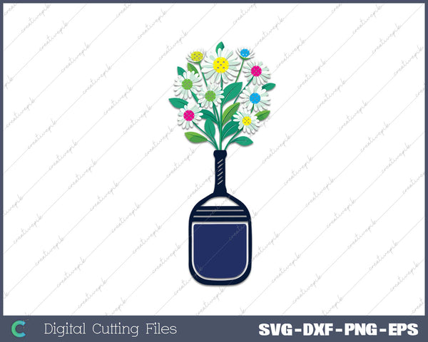 Pretty Pickleball Flowers in Paddle Vase - Pickleball