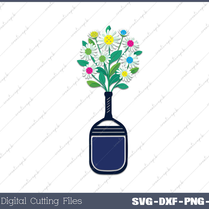 Pretty Pickleball Flowers in Paddle Vase - Pickleball