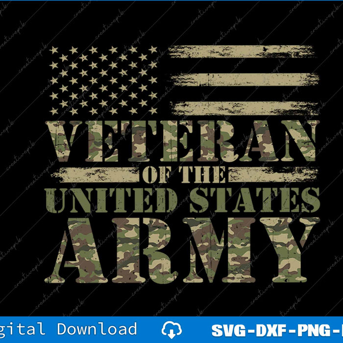 Proud Soldier United States Army USA Flag Camouflage Veteran SVG PNG Files