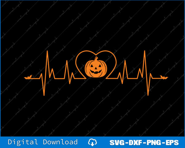 Pumpkin Heartbeat Halloween SVG PNG Cutting Printable File