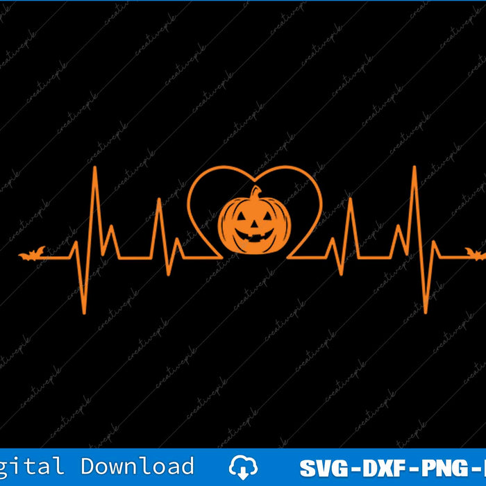 Pumpkin Heartbeat Halloween SVG PNG Cutting Printable File