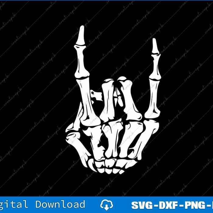 Punk Rock Skeleton Cool Rocker Halloween SVG PNG Cutting File