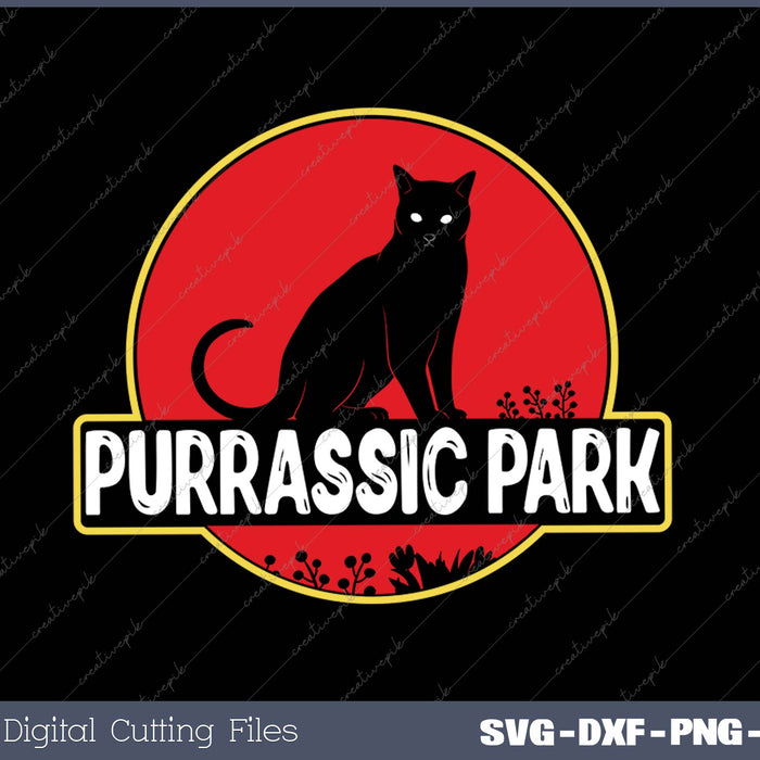 Purrassic Park Funny Cat Lover Cat Gift SVG PNG Cutting Printable Files