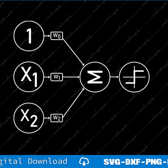 Neural network diagram with nodes and connections on a black background