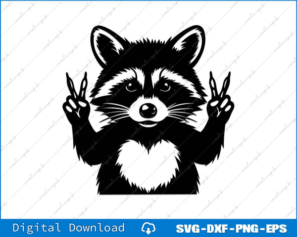 Raccoon Peace Sign Funny SVG PNG Cutting Printable File