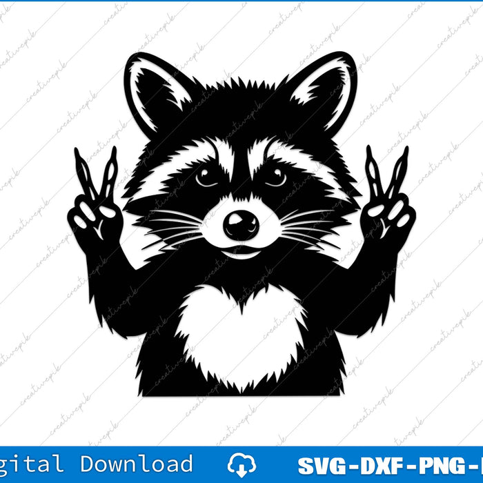 Raccoon Peace Sign Funny SVG PNG Cutting Printable File