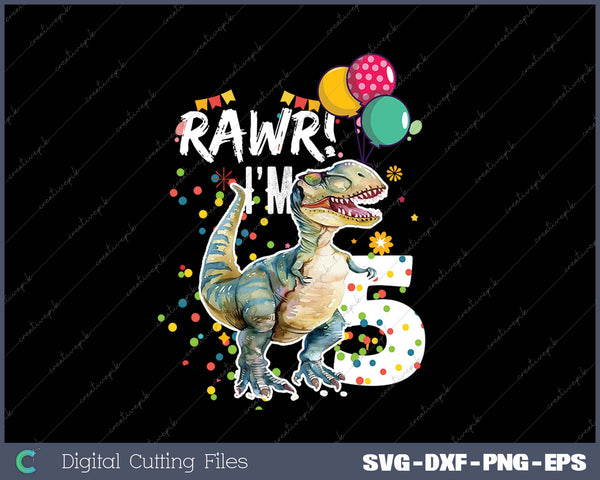 Rawr I'm 5 5th Birthday Party T Rex Dinosaur Gift for Boys