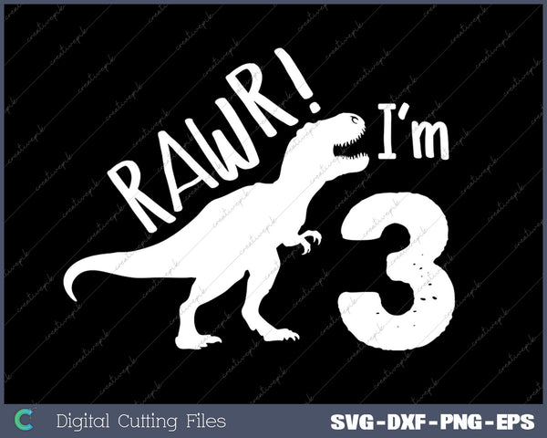 Rawr I'm 3 Binosaur 3rd Birthday