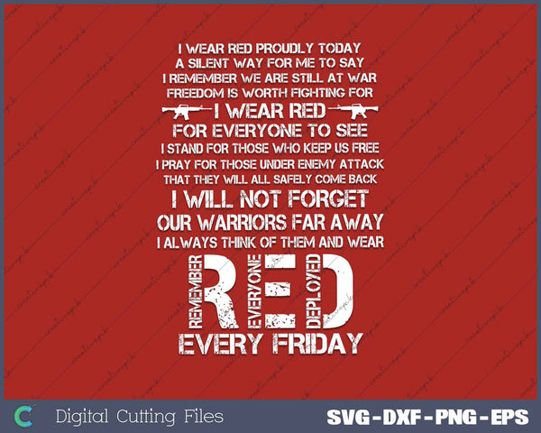 Red Friday Remember The Deployed Military Troops Poem