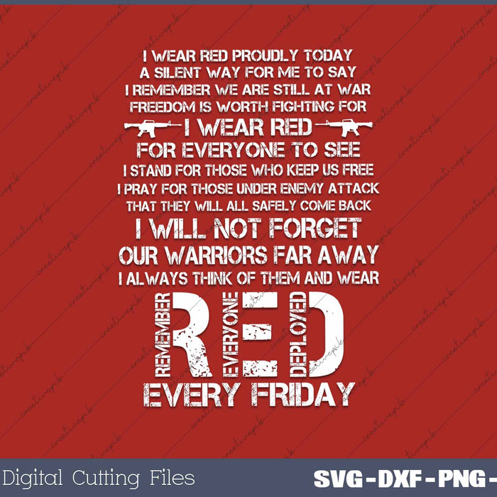 Red Friday Remember The Deployed Military Troops Poem