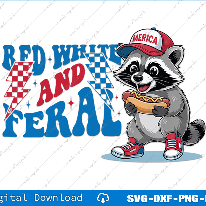 Red White And Feral Funny USA Funny SVG PNG Cutting Printable File
