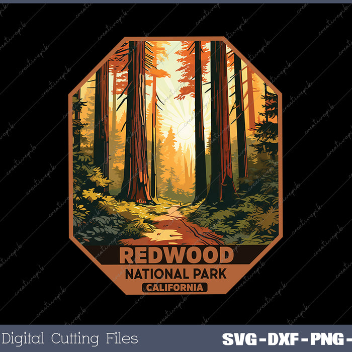 Redwood National Park Minimal Retro Emblem Vintage SVG PNG Files