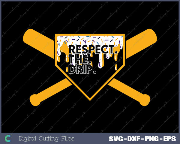 Respect The Drip Black Gold Baseball Ice Cream SVG Printable Files