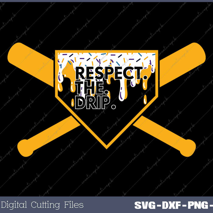 Respect The Drip Black Gold Baseball Ice Cream SVG Printable Files