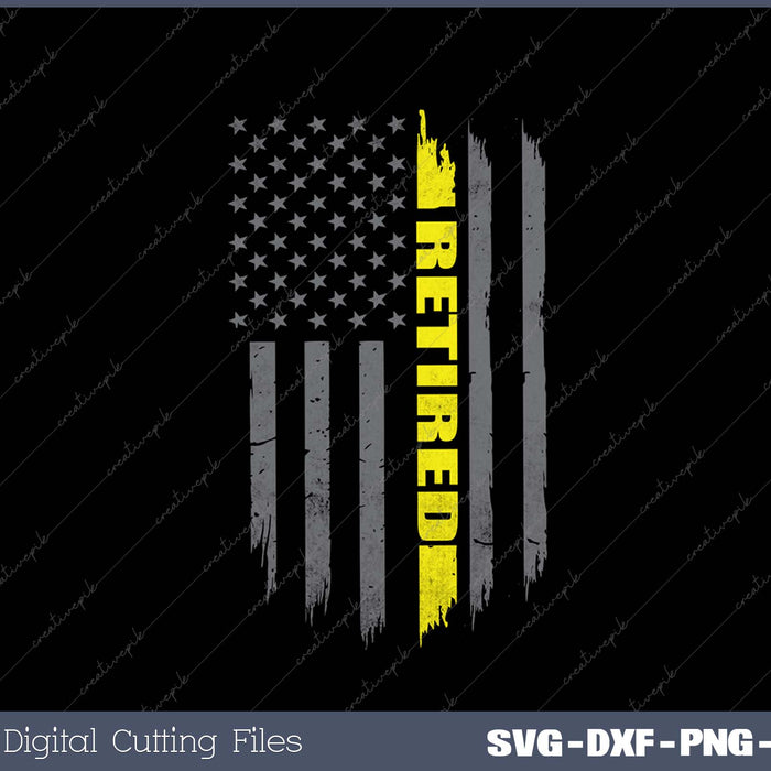 Retired 911 Dispatcher Gift Thin Gold Line Flag SVG PNG Files