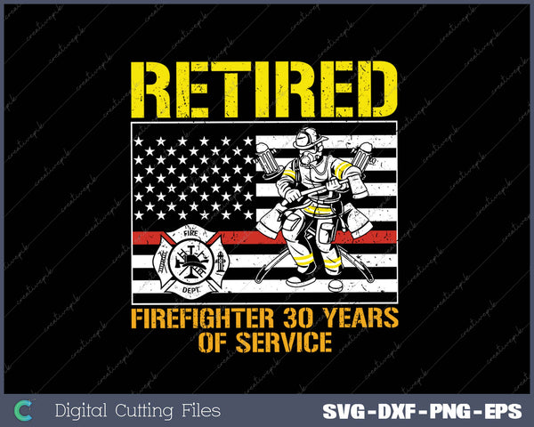 Retired Firefighter 30 Years Of Service Retirement Gift Tee