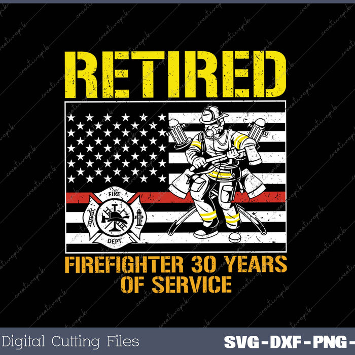 Retired Firefighter 30 Years Of Service Retirement Gift Tee