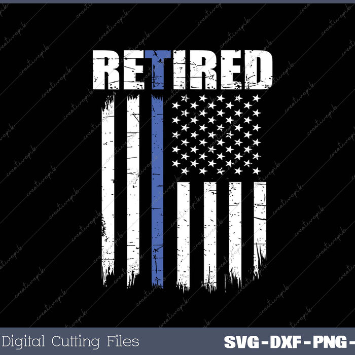 Retired Police Officer American Flag Retirement 2025 Cop SVG PNG Cutting Printable Files