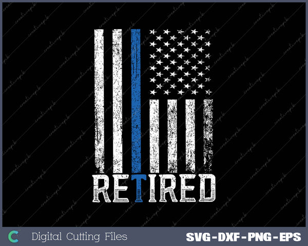 Retired Police Officer Thin Blue Line Flag Retirement