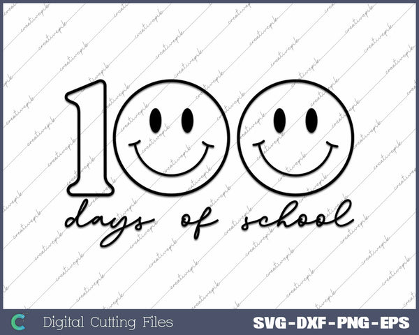 Retro 100 Days Of School SVG PNG Cutting Printable Files