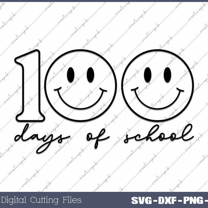 Retro 100 Days Of School SVG PNG Cutting Printable Files